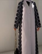 Noir Lace Abaya - Image 3